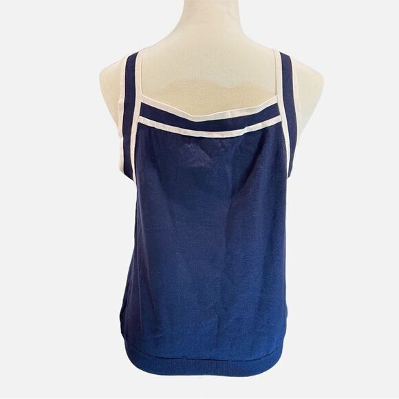 Ralph Lauren navy and white/cream silk tank top - Picture 2 of 6